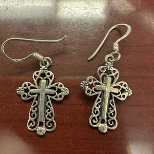 Elegant sterling Silver Cross Earrings